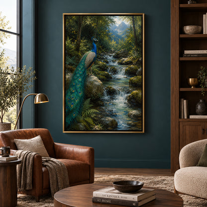 Emerald Sanctuary Peacock Nature Canvas Wall Art