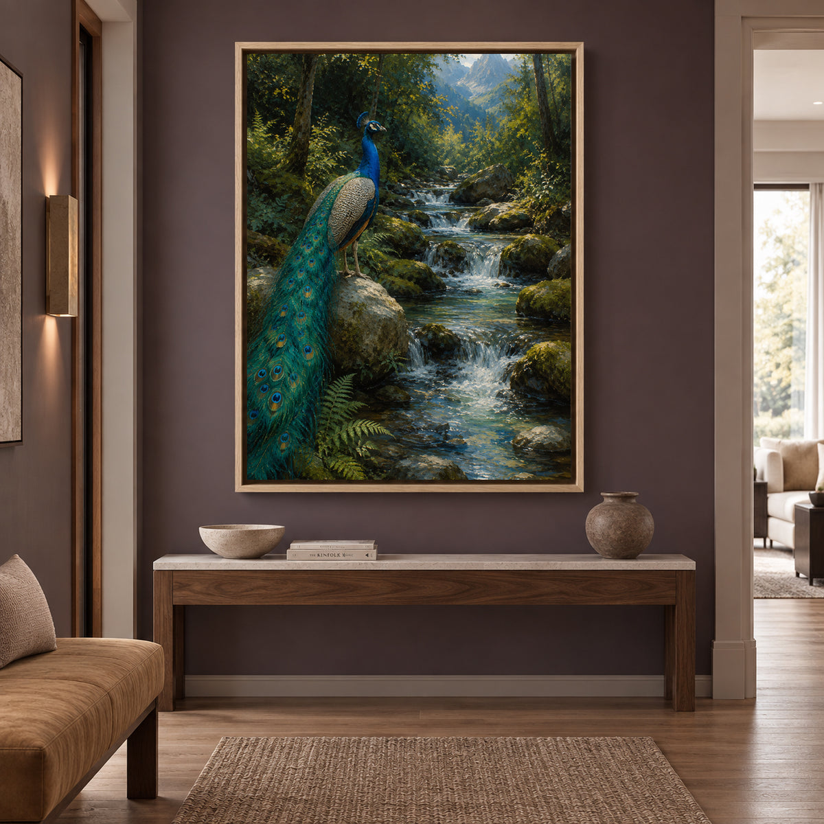 Emerald Sanctuary Peacock Nature Canvas Wall Art