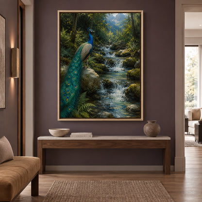 Emerald Sanctuary Peacock Nature Canvas Wall Art