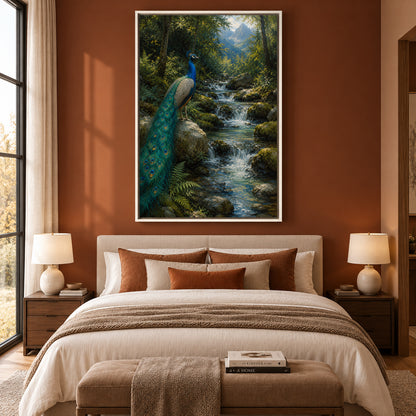 Emerald Sanctuary Peacock Nature Canvas Wall Art