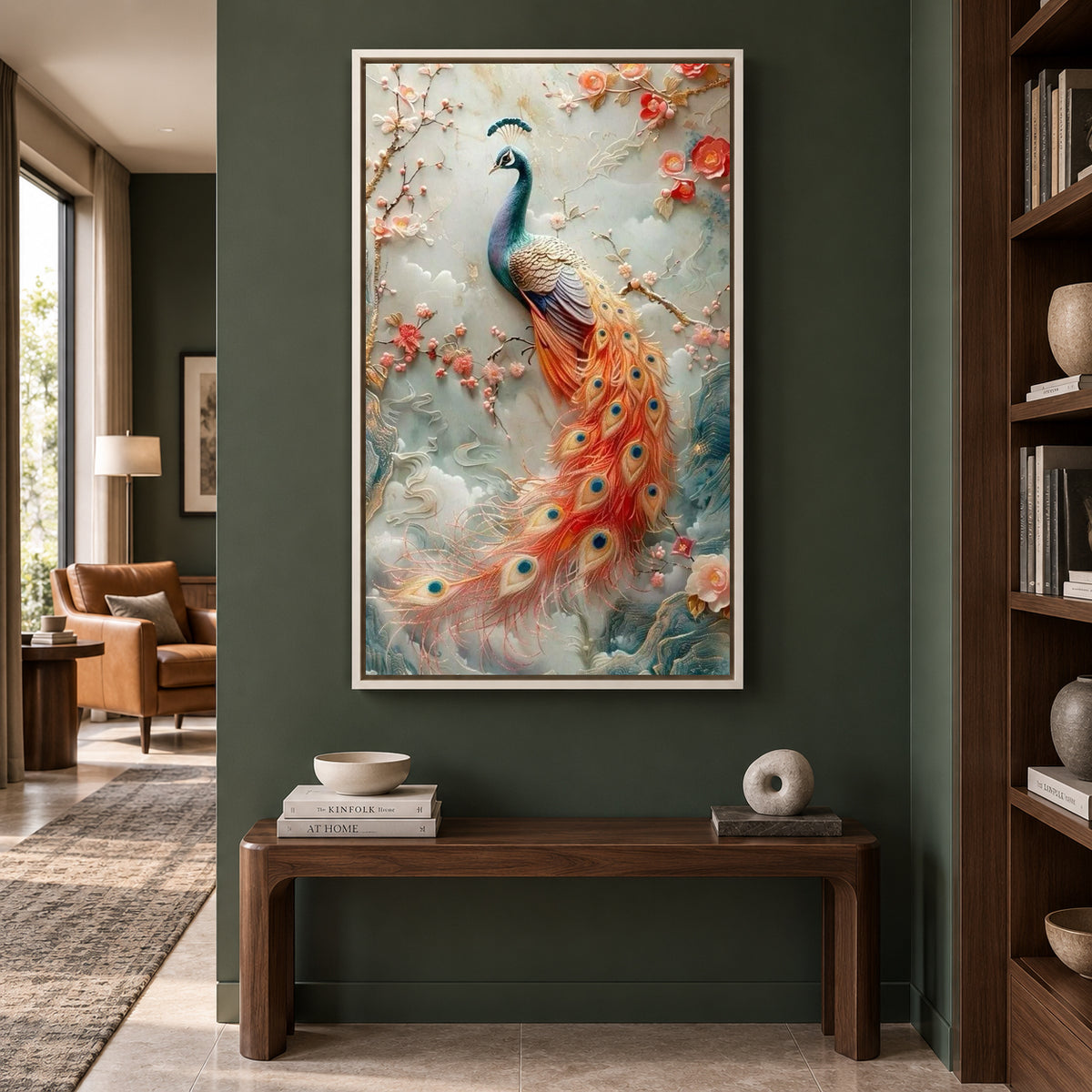 Beautiful Peacock Canvas Painting for Living Spaces