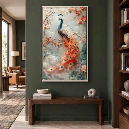 Beautiful Peacock Canvas Painting for Living Spaces