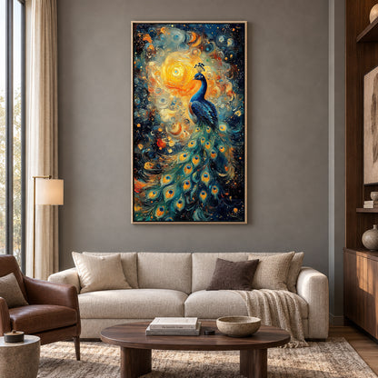 Royal Peacock Wall Painting for Living Room Decoration