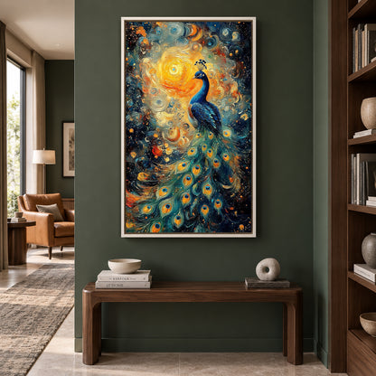 Royal Peacock Wall Painting for Living Room Decoration
