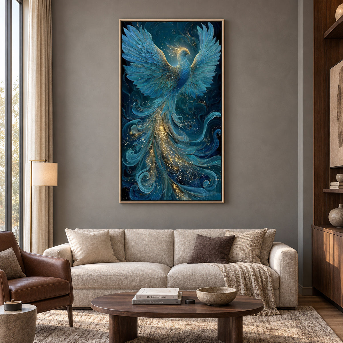 Phoenix Vastu Wall Art Large Canvas Decor for Good Fortune
