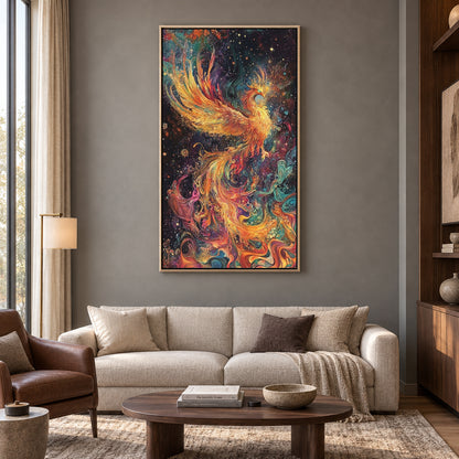 Phoenix Vastu Wall Art Modern Canvas Painting for Wealth Attraction