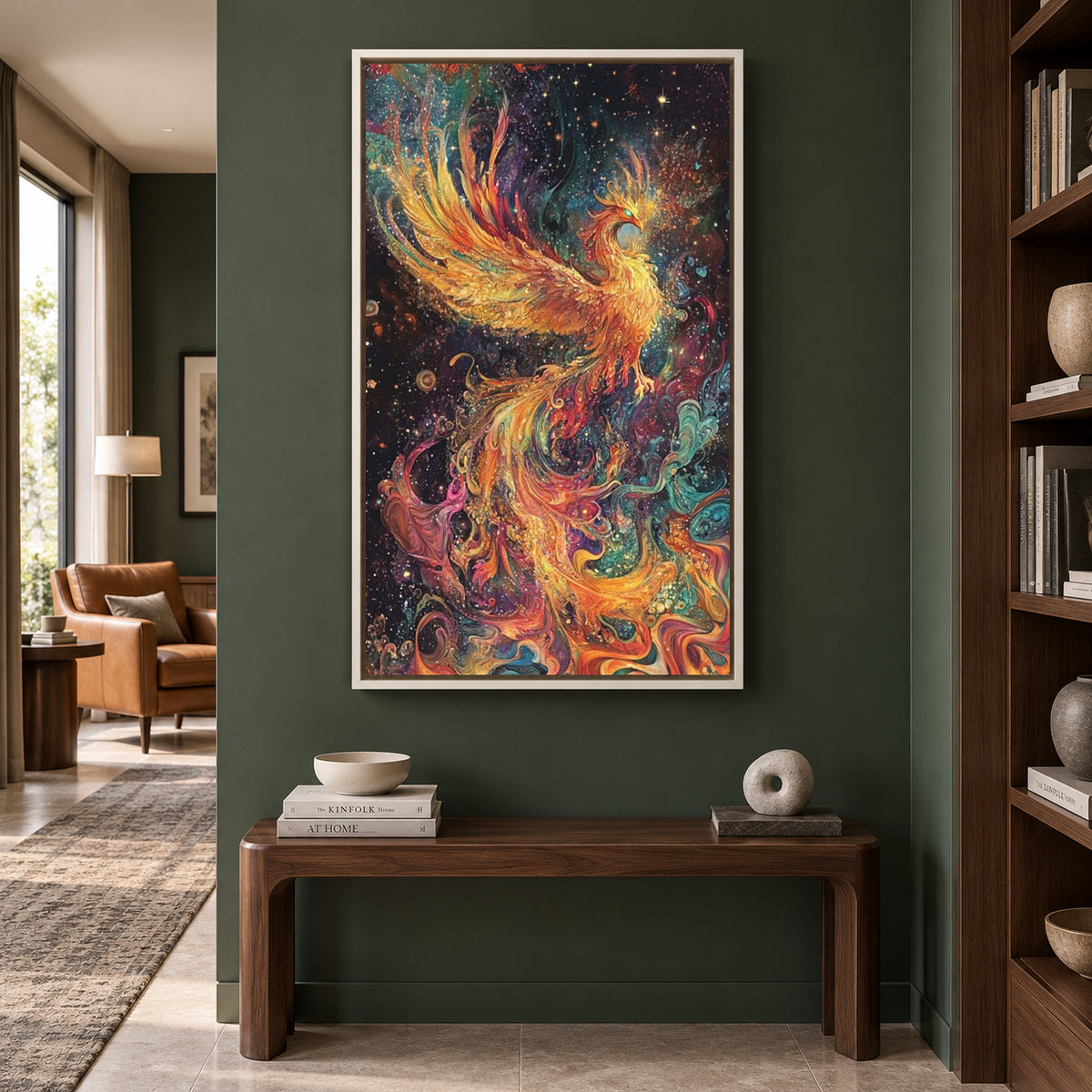 Phoenix Vastu Wall Art Modern Canvas Painting for Wealth Attraction