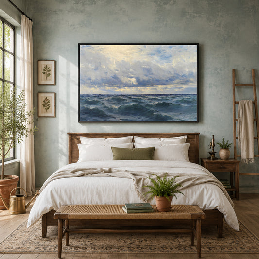 Vintage Ocean Waves Canvas Wall Art