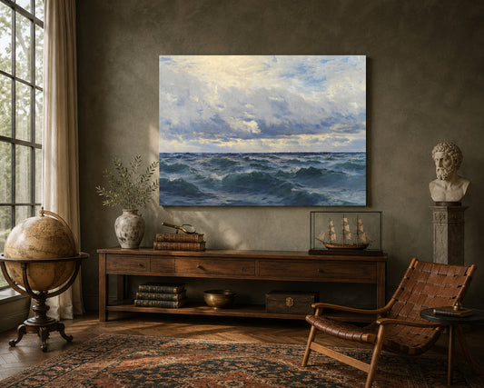 Vintage Ocean Waves Canvas Wall Art