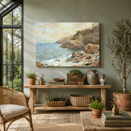 Vintage Coastal Landscape Canvas Wall Art