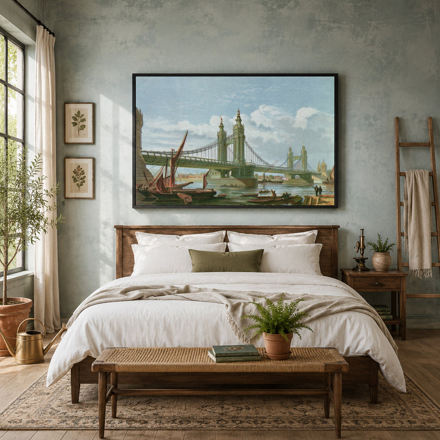 Vintage Bridge Landscape Canvas Wall Art for Elegant Home Décor