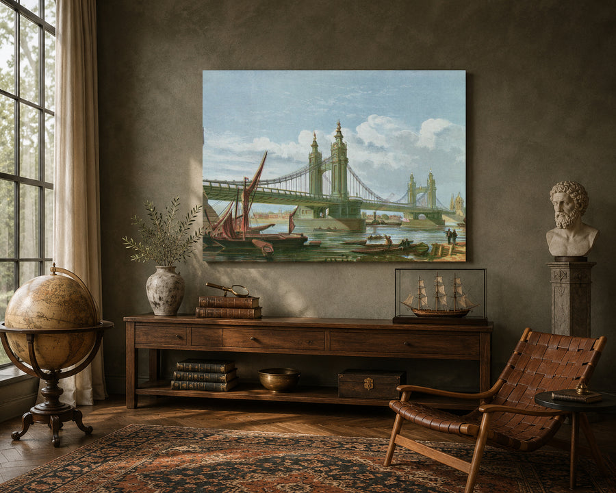 Vintage Bridge Landscape Canvas Wall Art for Elegant Home Décor