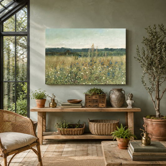 Vintage Wildflower Meadow Canvas Wall Art