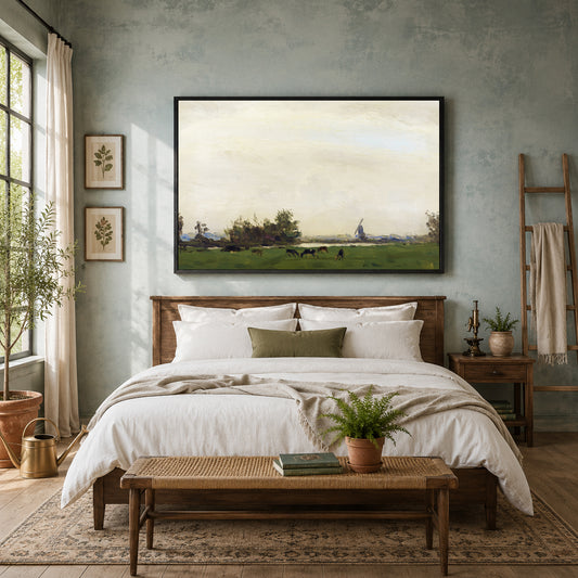 Vintage Countryside Landscape Canvas Wall Art