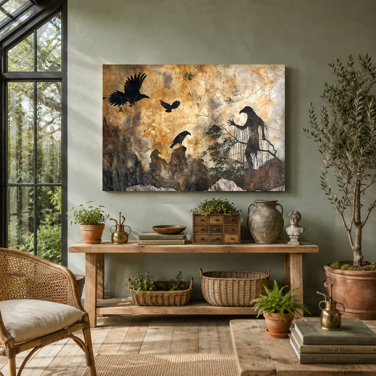 Dark Gothic Raven Canvas Wall Art