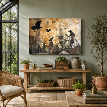 Dark Gothic Raven Canvas Wall Art