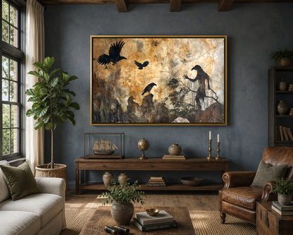 Dark Gothic Raven Canvas Wall Art