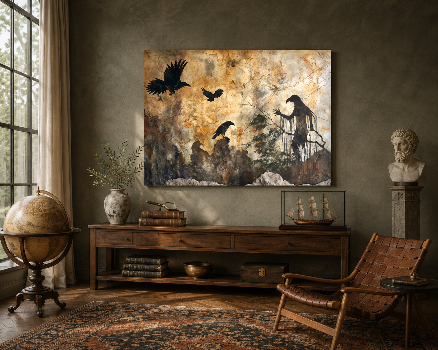 Dark Gothic Raven Canvas Wall Art