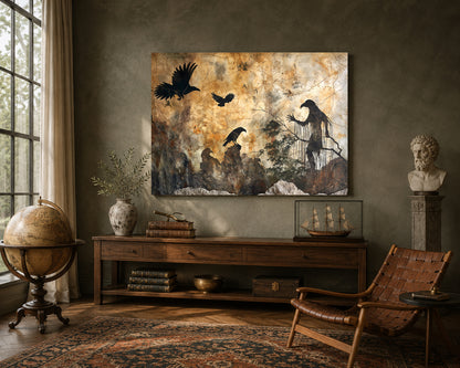 Dark Gothic Raven Canvas Wall Art