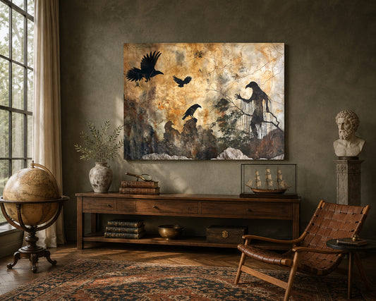 Dark Gothic Raven Canvas Wall Art