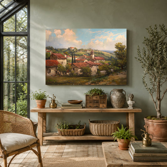 Vintage European Village Canvas Wall Art