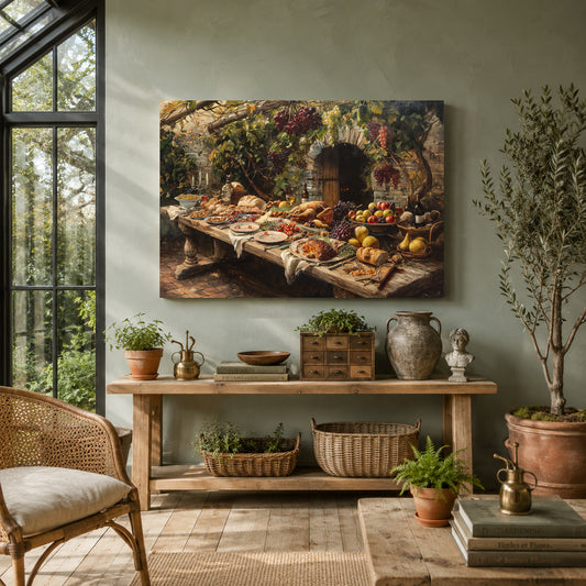 Vintage Rustic Feast Canvas Wall Art