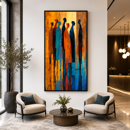 Abstract Human Figures Canvas Wall Art Modern Vertical Painting Decor