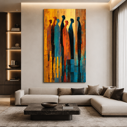 Abstract Human Figures Canvas Wall Art Modern Vertical Painting Decor