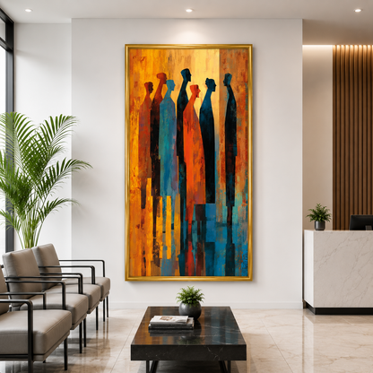 Abstract Human Figures Canvas Wall Art Modern Vertical Painting Decor