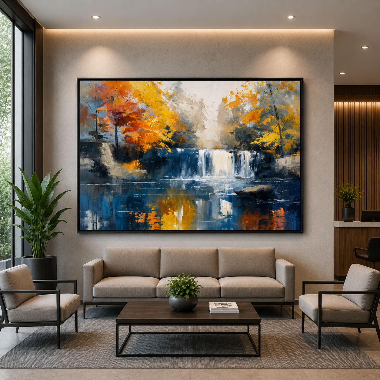 Tropical Village Canal Canvas Wall Art Rustic Waterfront Painting