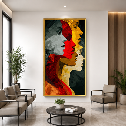 Abstract Faces Canvas Wall Art Modern Portrait Painting for Home Decor