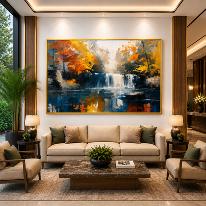 Tropical Village Canal Canvas Wall Art Rustic Waterfront Painting