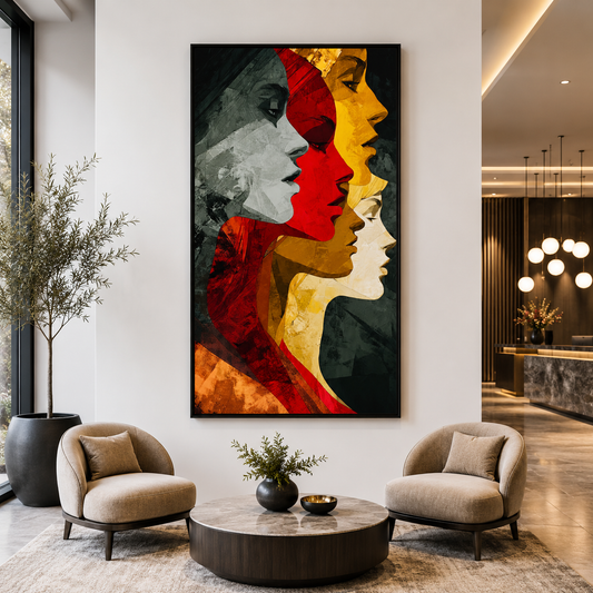 Abstract Faces Canvas Wall Art Modern Portrait Painting for Home Decor