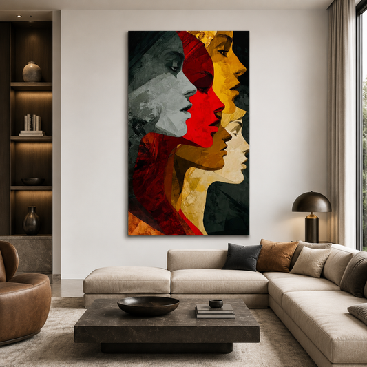 Abstract Faces Canvas Wall Art Modern Portrait Painting for Home Decor