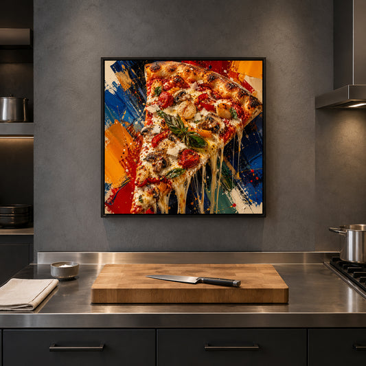 Cheesy Pizza Slice Wall Art for Kitchen, Café & Pizzeria Decor