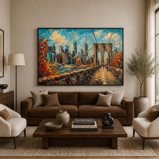 Brooklyn Bridge Autumn Cityscape Canvas Art