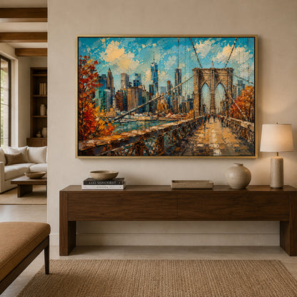 Brooklyn Bridge Autumn Cityscape Canvas Art