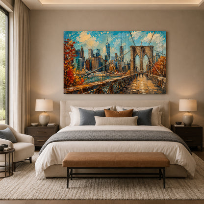 Brooklyn Bridge Autumn Cityscape Canvas Art