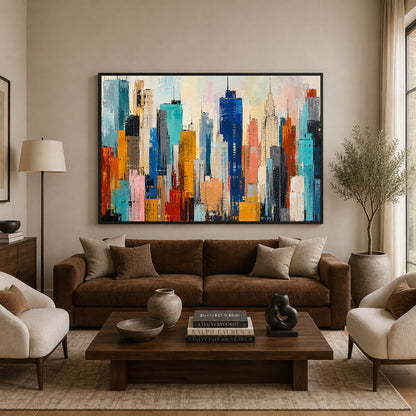 Colorful Manhattan Skyline Abstract Canvas Art
