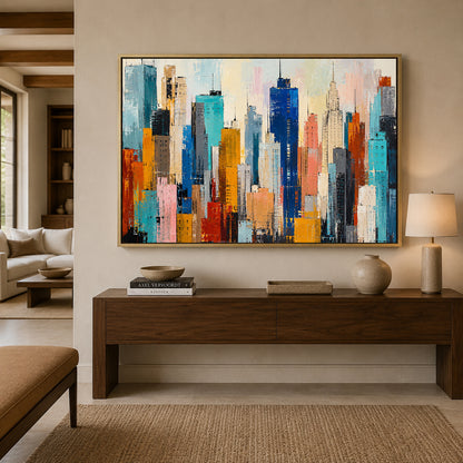 Colorful Manhattan Skyline Abstract Canvas Art