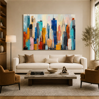 Colorful Manhattan Skyline Abstract Canvas Art