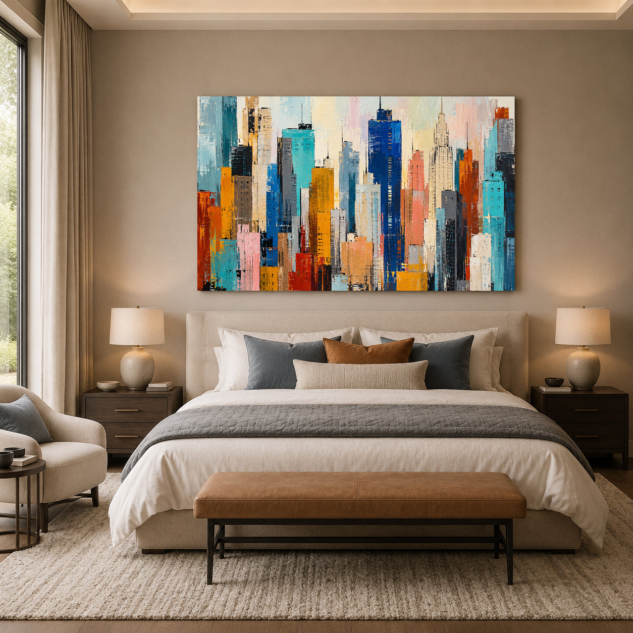 Colorful Manhattan Skyline Abstract Canvas Art