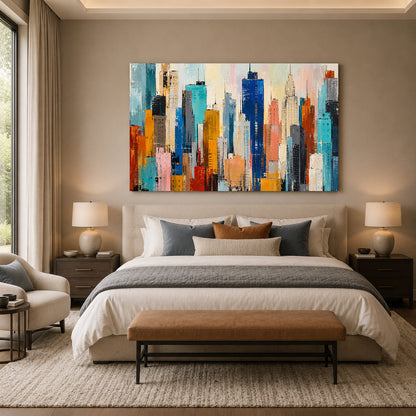 Colorful Manhattan Skyline Abstract Canvas Art
