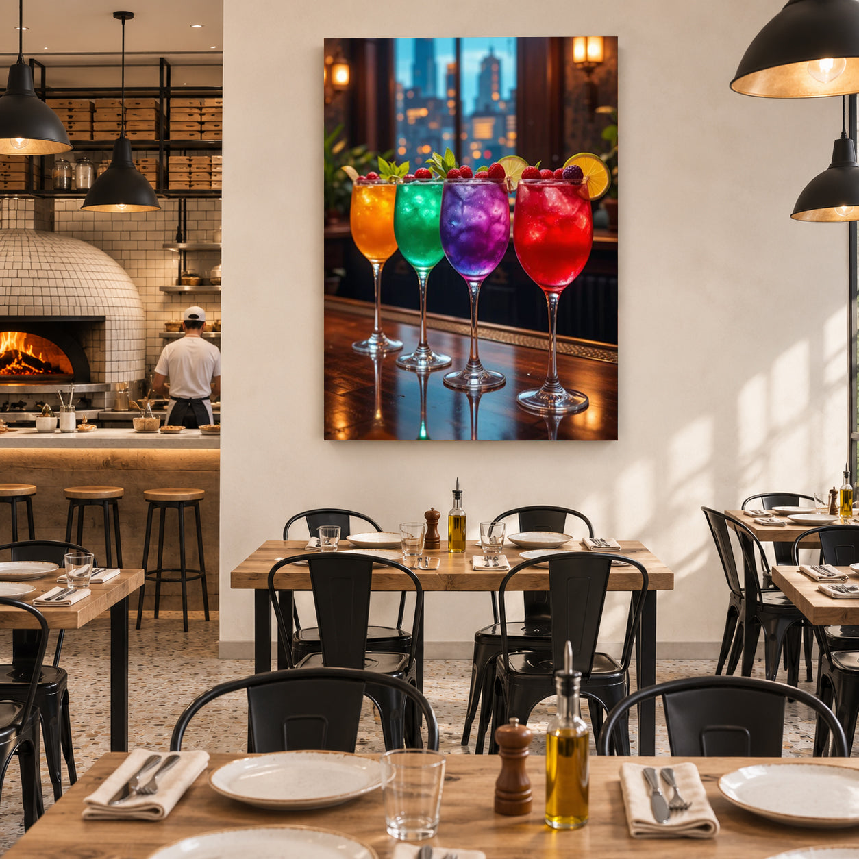 Colorful Cocktail Glasses Wall Art for Home Bar & Kitchen