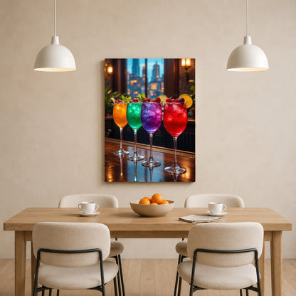 Colorful Cocktail Glasses Wall Art for Home Bar & Kitchen