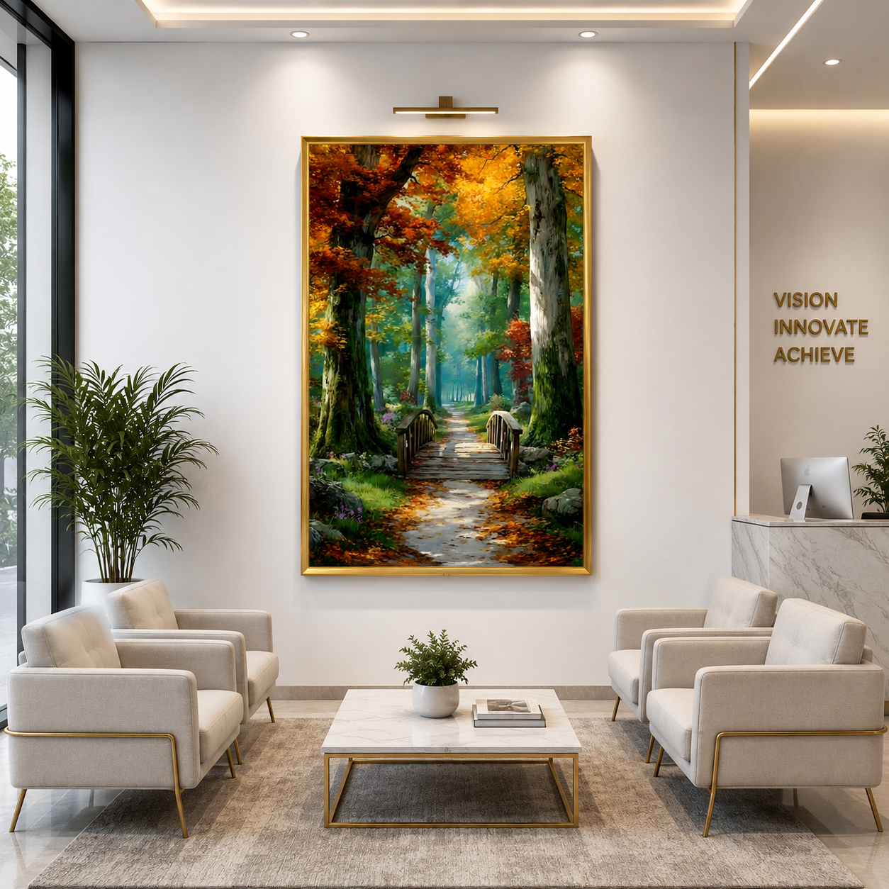 Enchanted Forest Path Canvas Wall Art Vertical Nature Painting