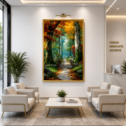 Enchanted Forest Path Canvas Wall Art Vertical Nature Painting