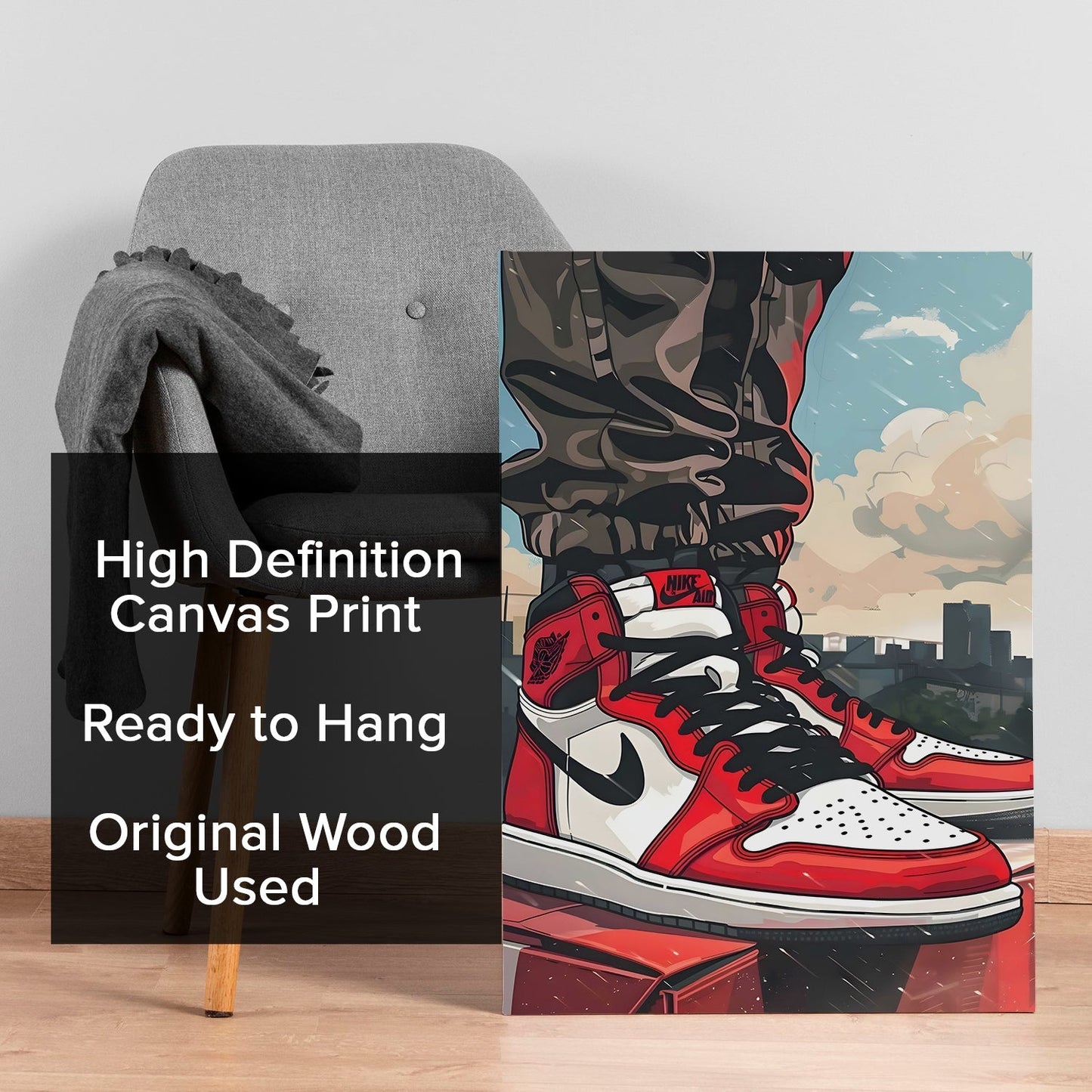 Rooftop Kicks Urban Sneaker Wall Art for Modern Interiors