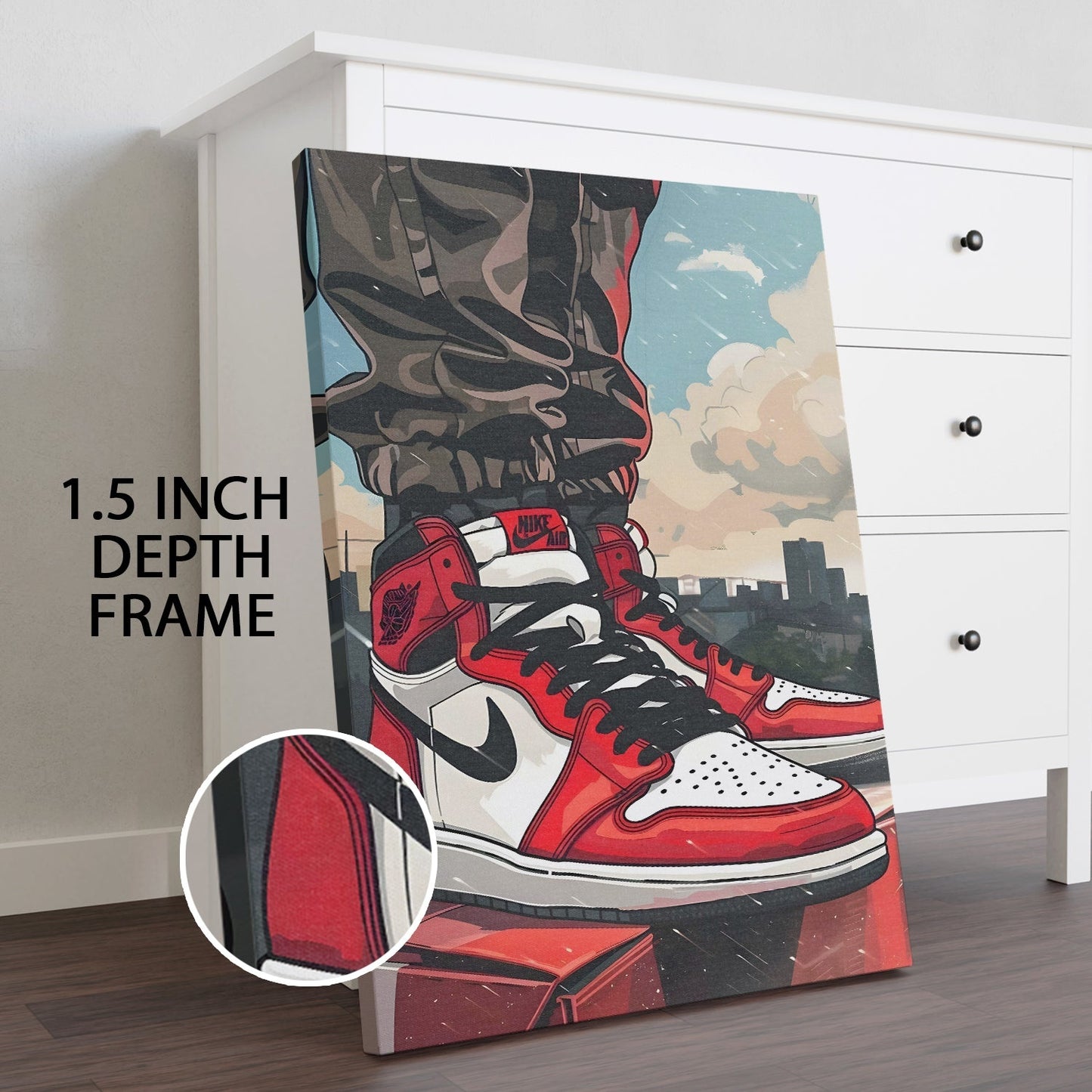 Rooftop Kicks Urban Sneaker Wall Art for Modern Interiors