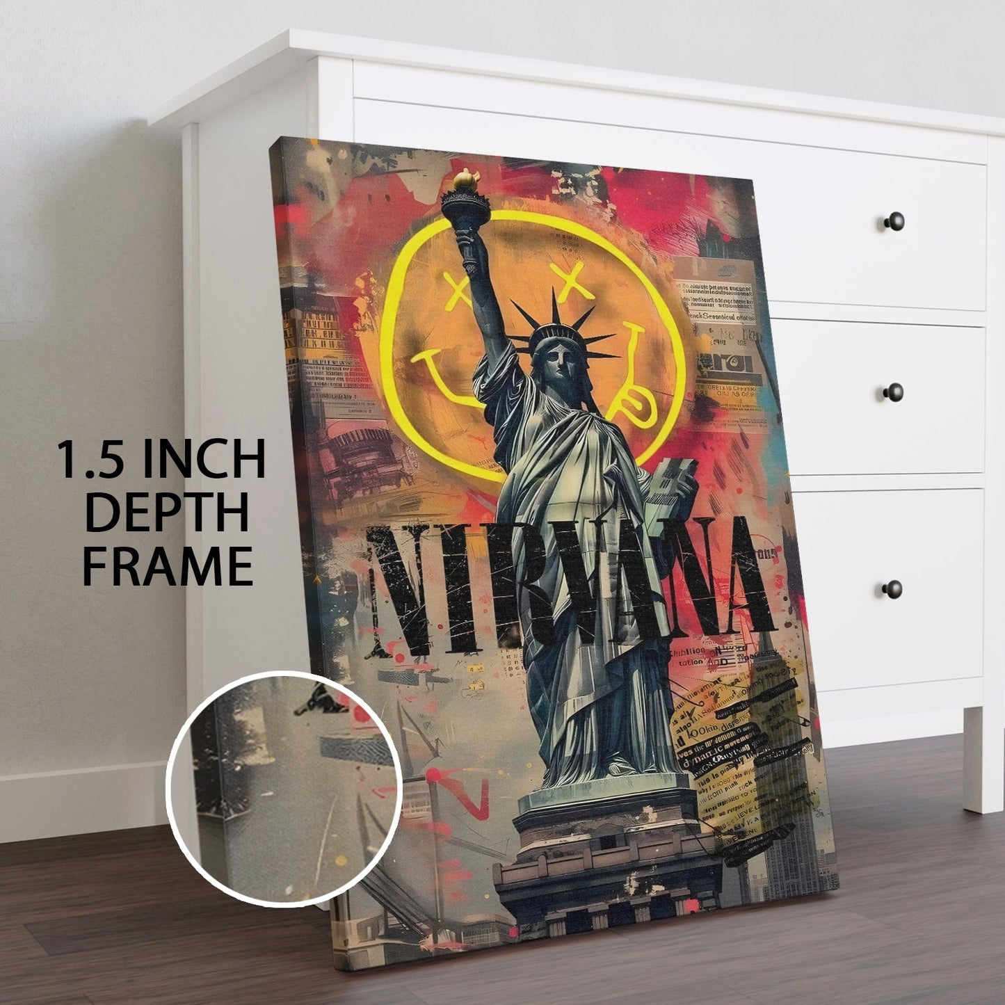 Grunge Liberty Wall Art Painting for Urban Modern Decor
